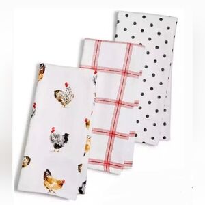 MARTHA STEWART 'ROOSTER COLLECTION' 3-PIECE COTTON KITCHEN TOWELS SET